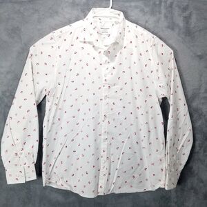 paper denim cloth shirt Mens L Stretch Slim Button Long sleeve Collared